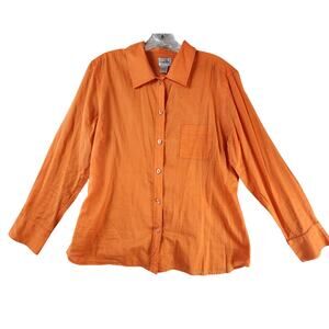 Chicos Buttoned Shirt Women Chicos Size 2/US 12 Orange Long Sleeve Cotton